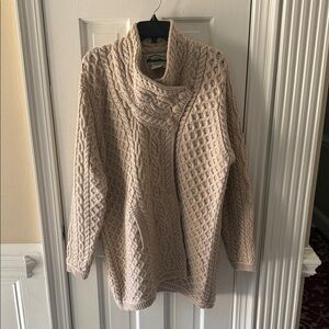 Aran Crafts Beige Cable Knit Turtleneck Sweater
